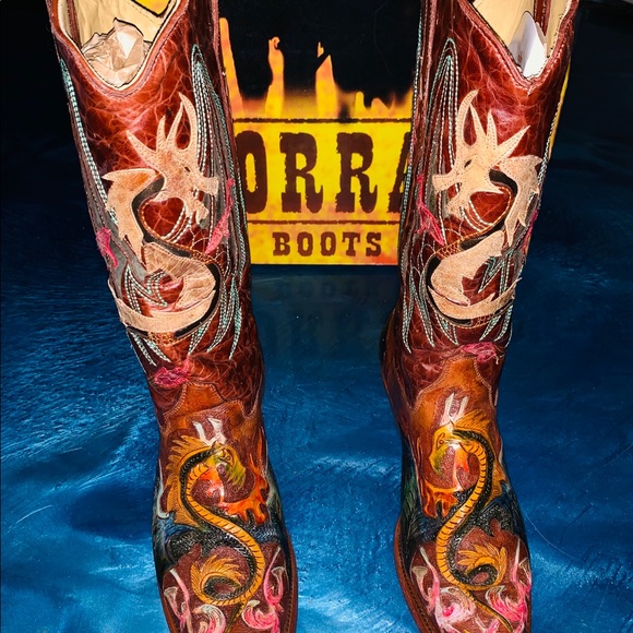 Corral dragon boots  cognac inlay size 9 - Picture 4 of 8